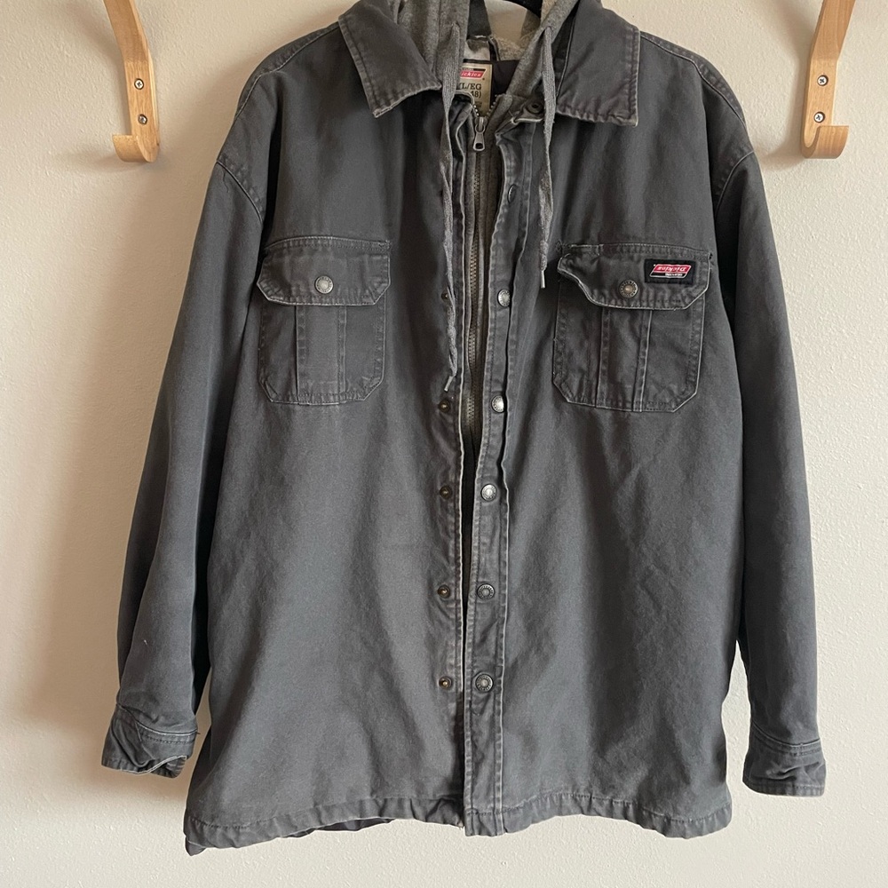 Dickies Hooded Work Jacket Insulated Gray XL Quilted Lined Coat